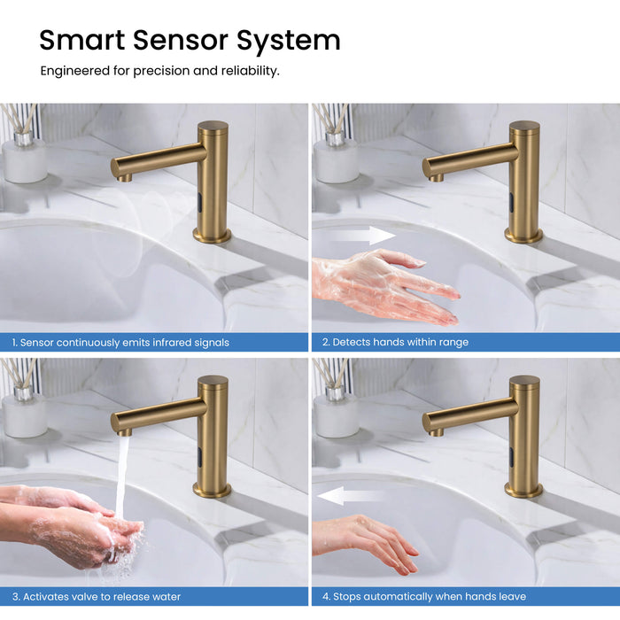 Casa Fixtures - Bathroom Faucet - Halo Touchless Bathroom Vanity Sink Faucet with Pop-Up Drain - Plug-In or Battery Powered (CBF-1029)