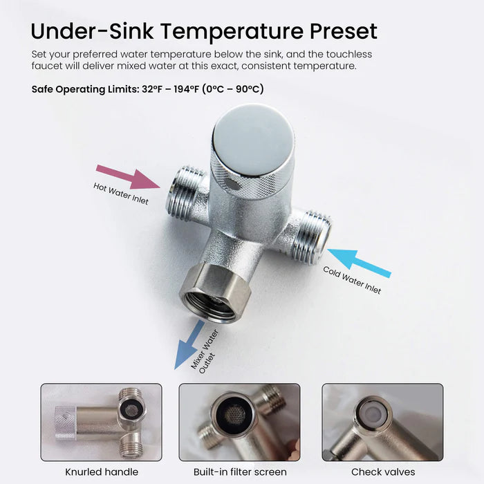 Casa Fixtures - Bathroom Faucet - Fusion Touchless Bathroom Vanity Sink Faucet with Pop-Up Drain - Plug-In or Battery Powered (CBF-1030)