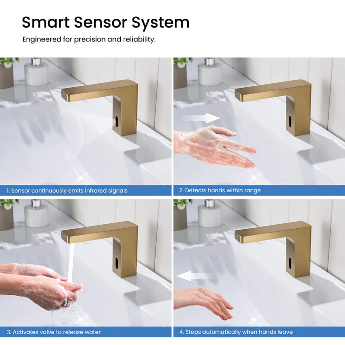Casa Fixtures - Bathroom Faucet - Fusion Touchless Bathroom Vanity Sink Faucet with Pop-Up Drain - Plug-In or Battery Powered (CBF-1030)