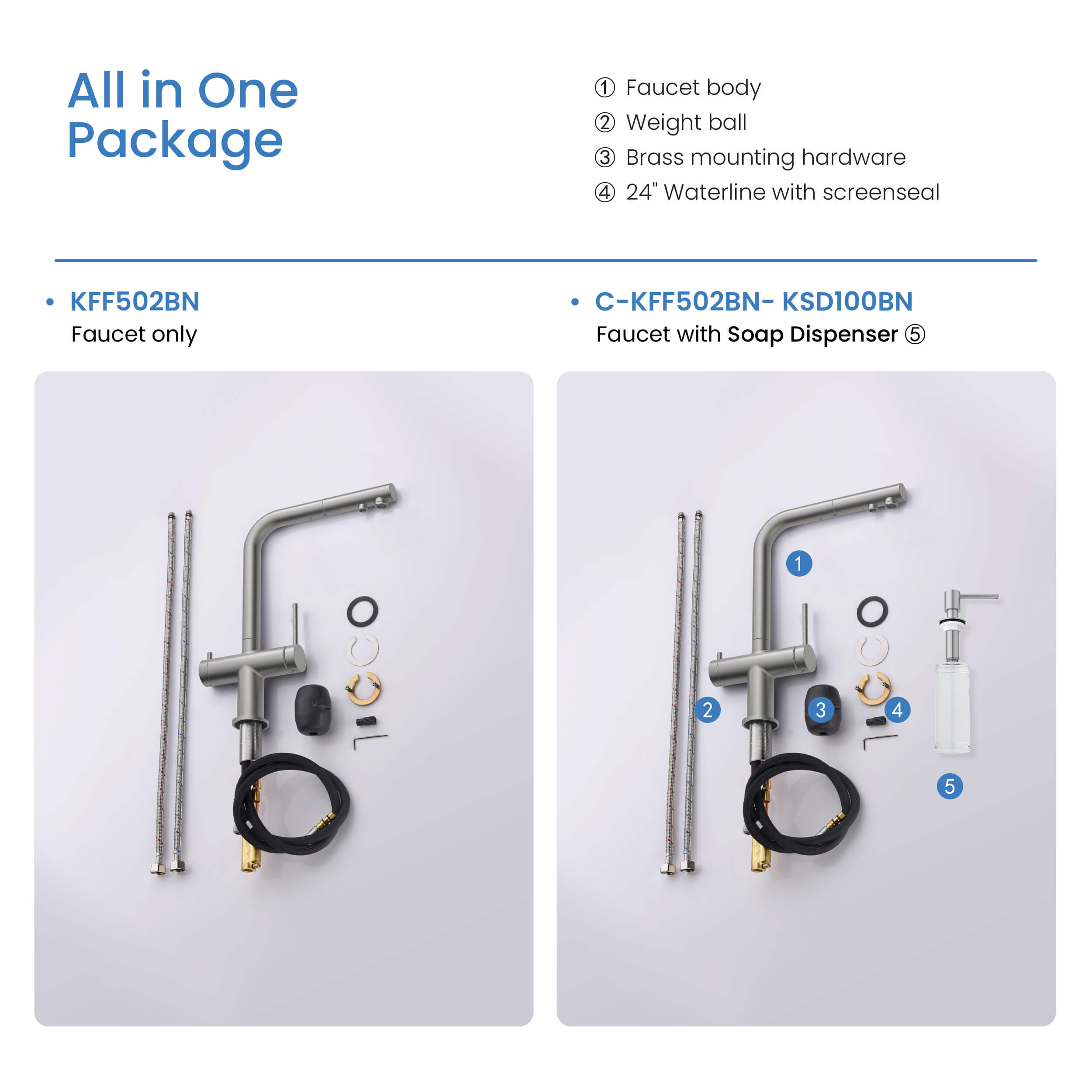 KIBI - Circular 2-in-1 Water Filter Kitchen Pull Out Faucet - KFF502