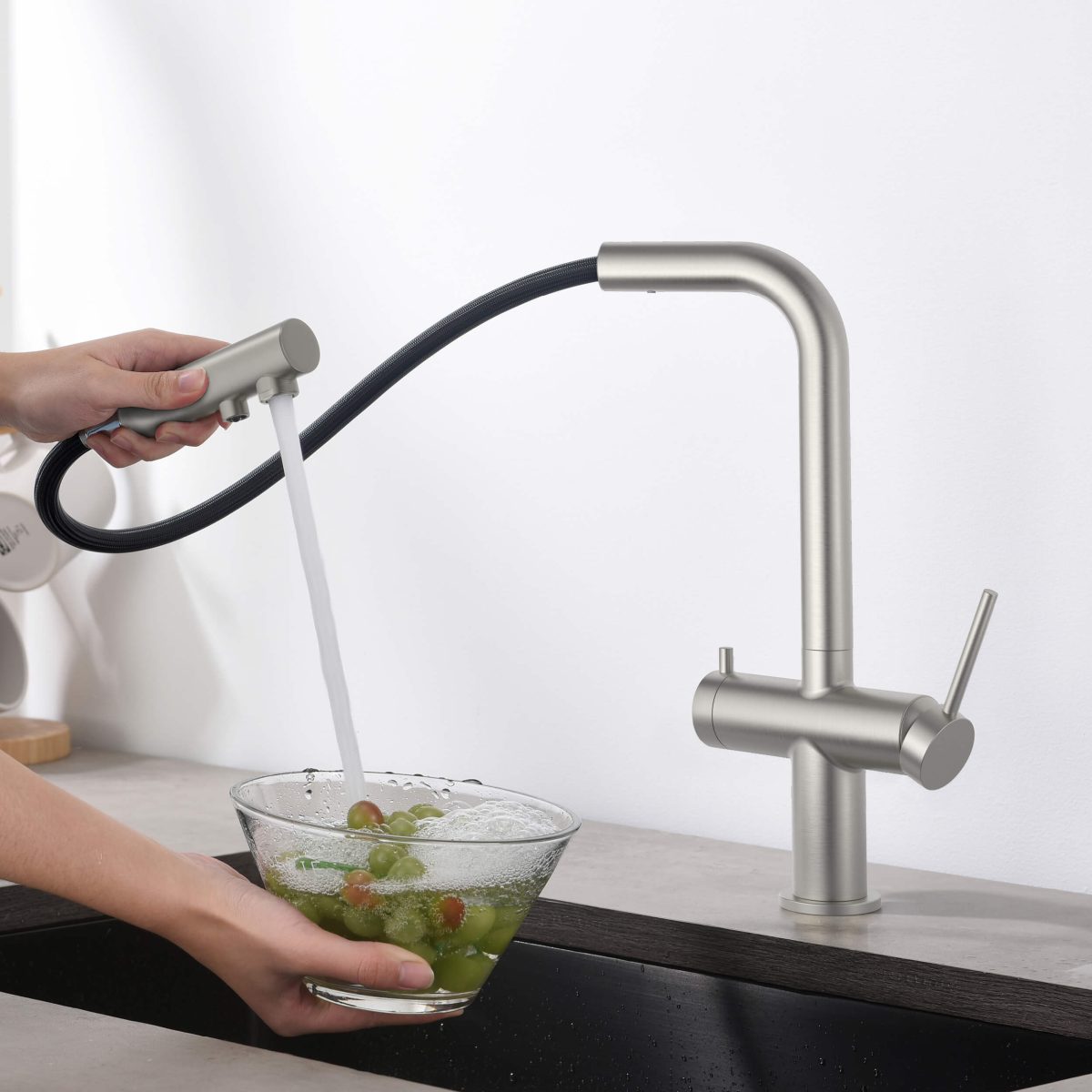 KIBI - Circular 2-in-1 Water Filter Kitchen Pull Out Faucet - KFF502