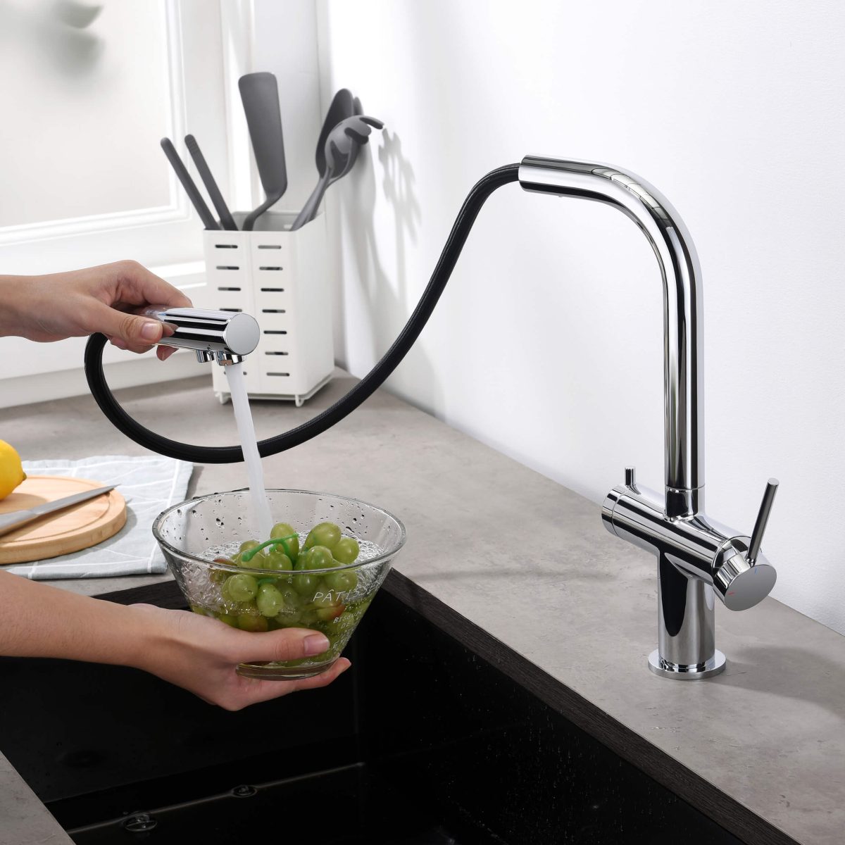 KIBI - Circular 2-in-1 Water Filter Kitchen Pull Out Faucet - KFF502