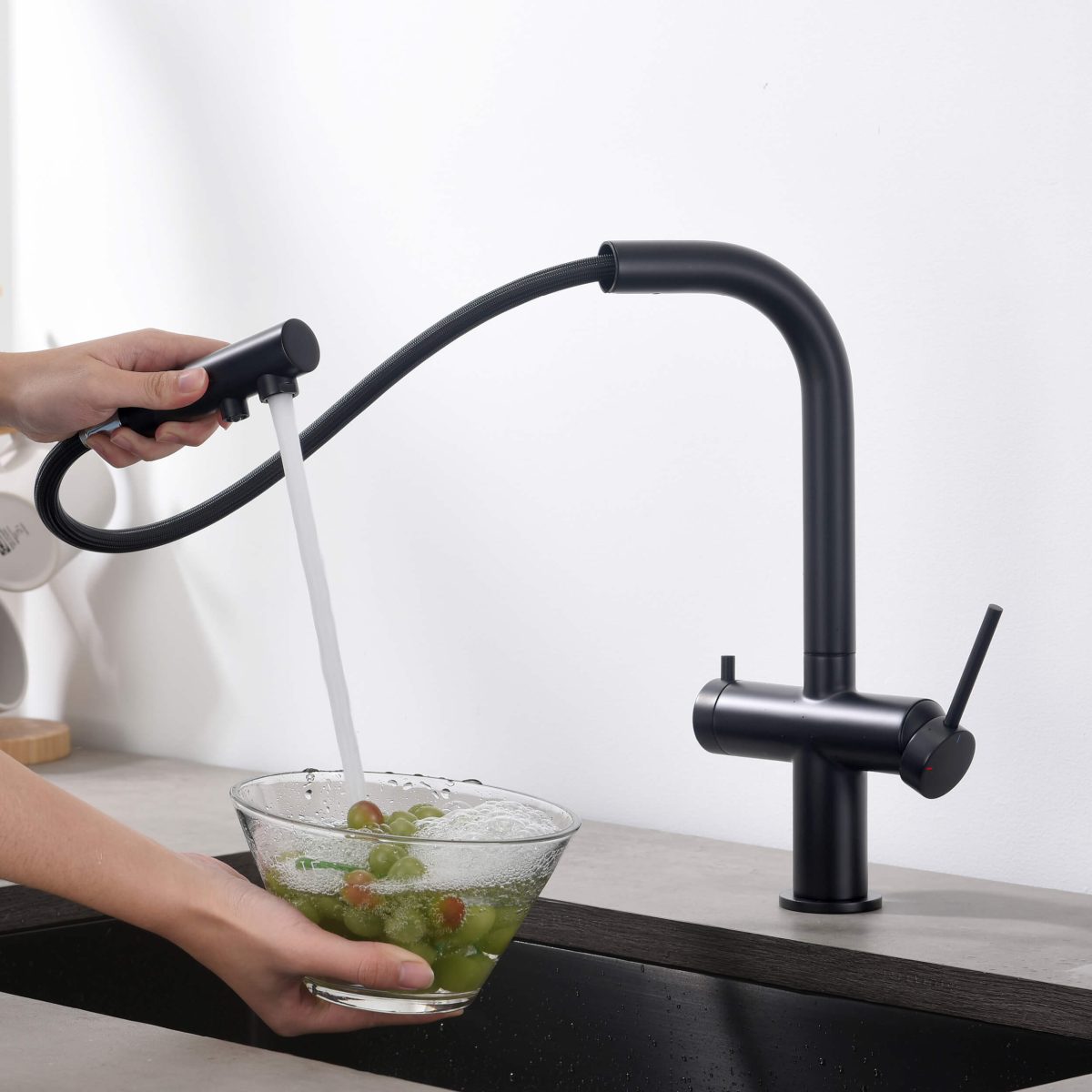 KIBI - Circular 2-in-1 Water Filter Kitchen Pull Out Faucet - KFF502