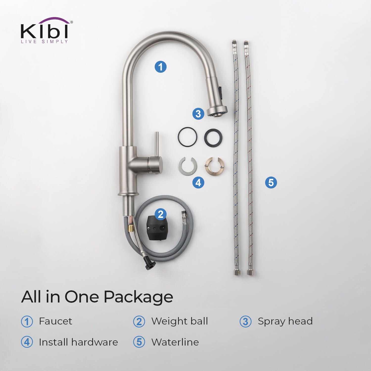 KIBI - Casa Single Handle High Arc Pull Down Kitchen Faucet – KKF2002