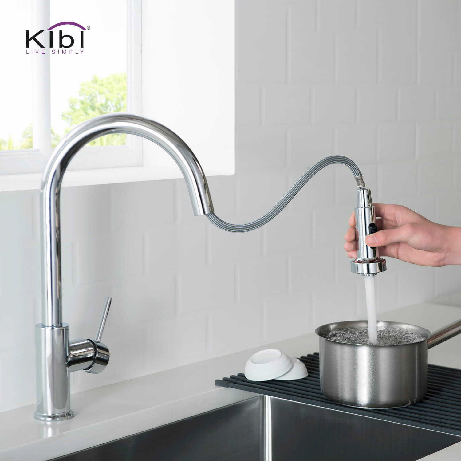 KIBI - Casa Single Handle High Arc Pull Down Kitchen Faucet – KKF2002