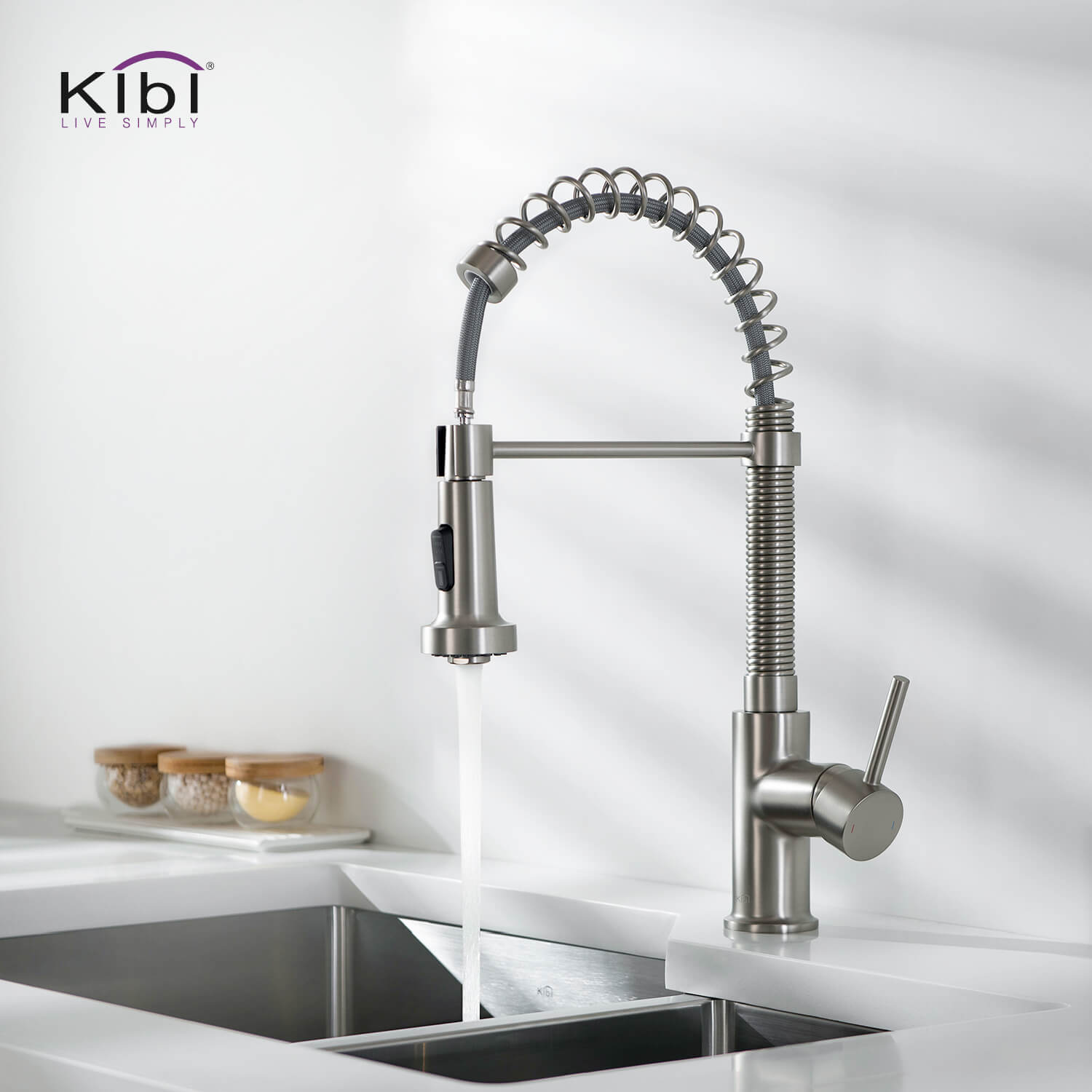 KIBI - Aurora Single Handle High Arc Pull Down Kitchen Faucet – KKF2003