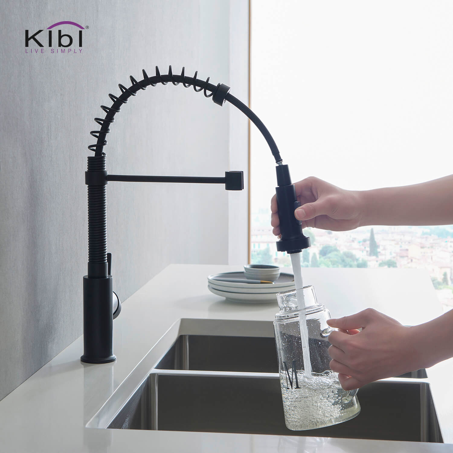 KIBI - Aurora Single Handle High Arc Pull Down Kitchen Faucet – KKF2003