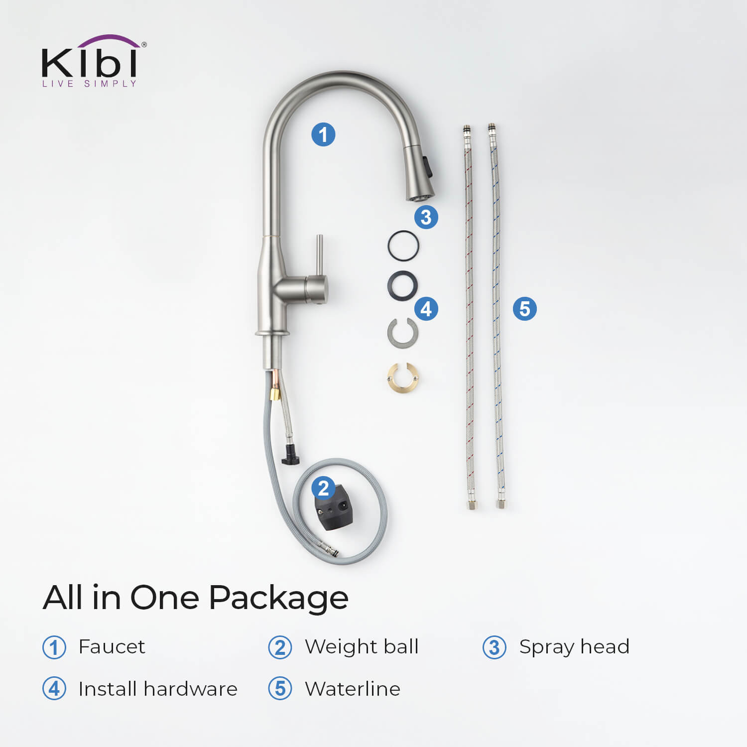 KIBI - Napa Single Handle High Arc Pull Down Kitchen Faucet – KKF2005