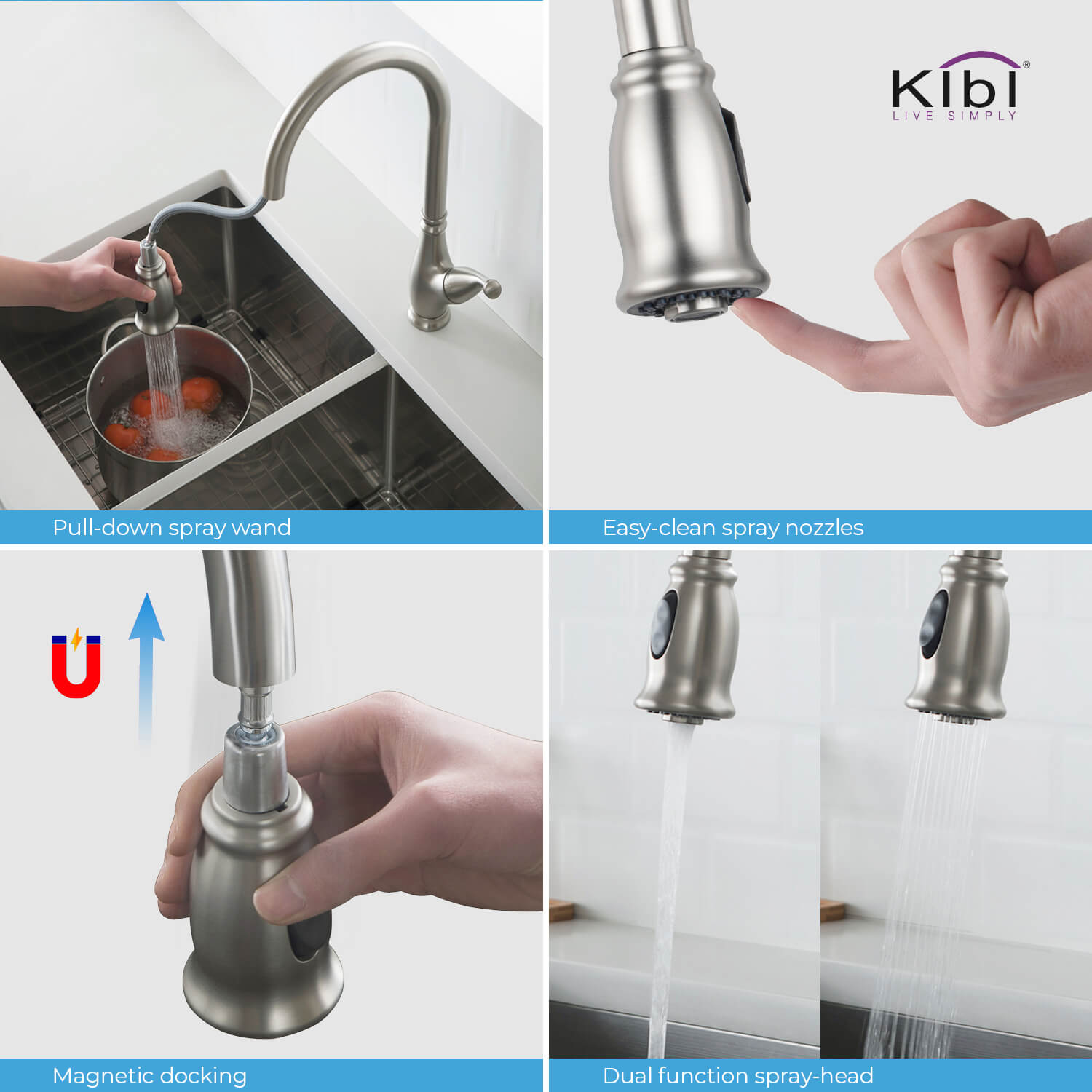 KIBI - Summit Single Handle High Arc Pull Down Kitchen Faucet – KKF2009