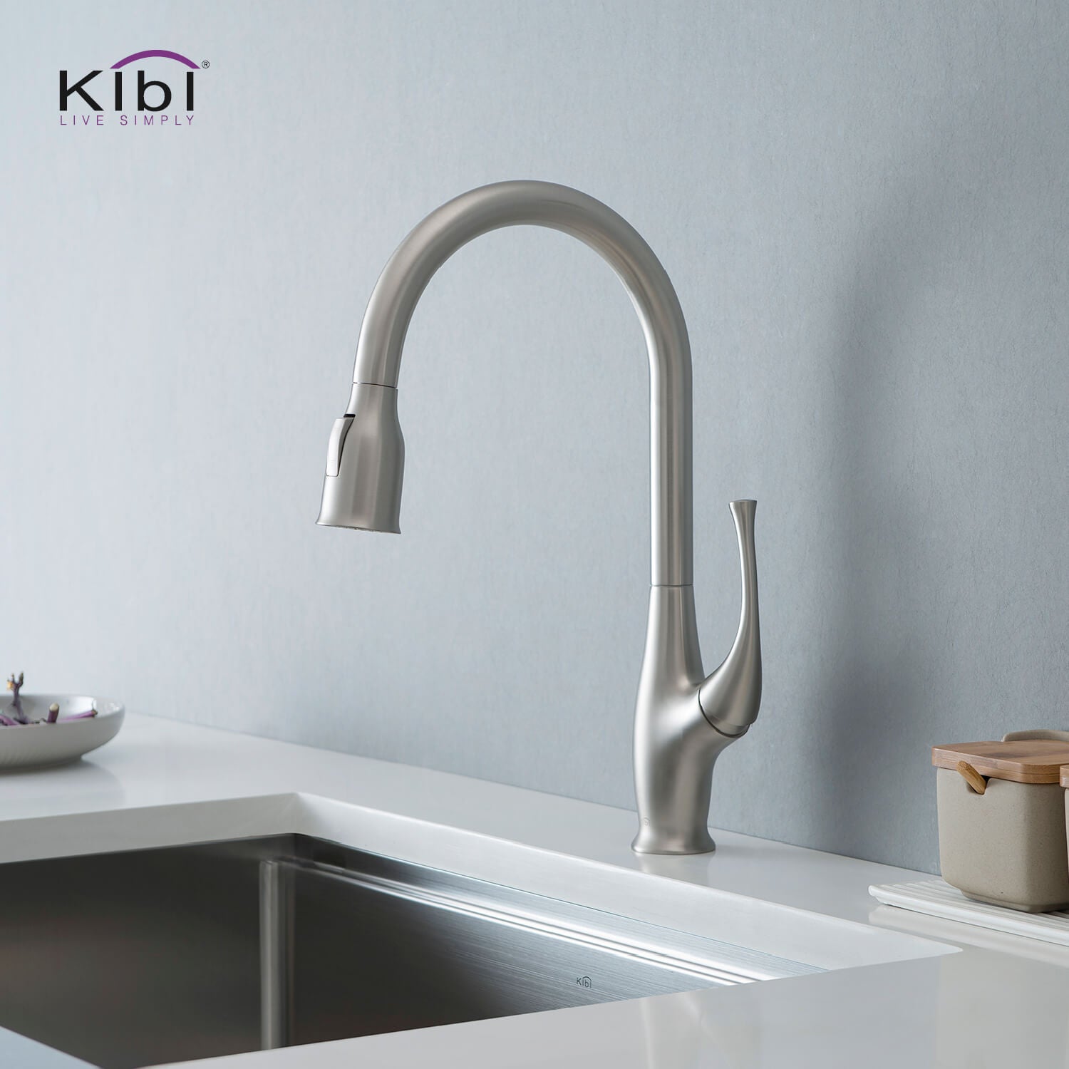 KIBI - Cedar Single Handle High Arc Pull Down Kitchen Faucet – KKF2010