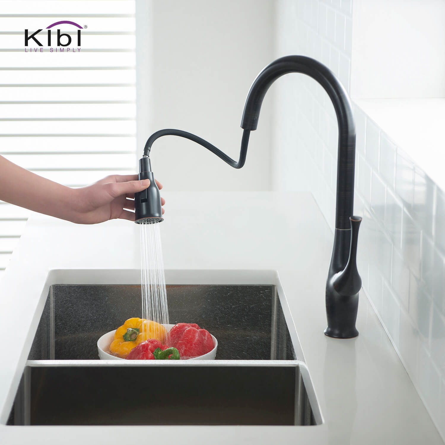 KIBI - Cedar Single Handle High Arc Pull Down Kitchen Faucet – KKF2010