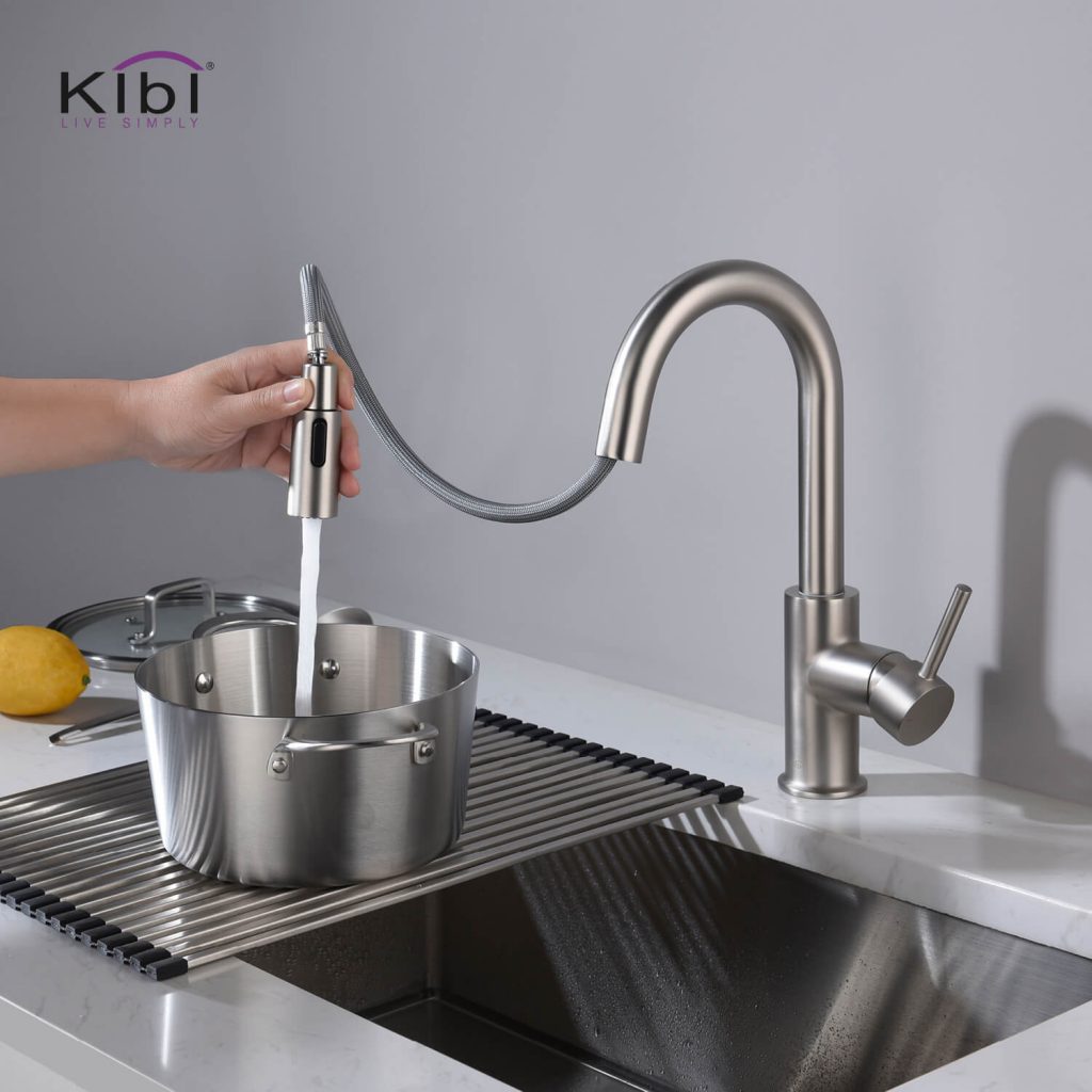 KIBI - Luxe Single Handle High Arc Pull Down Kitchen Faucet - KKF2011