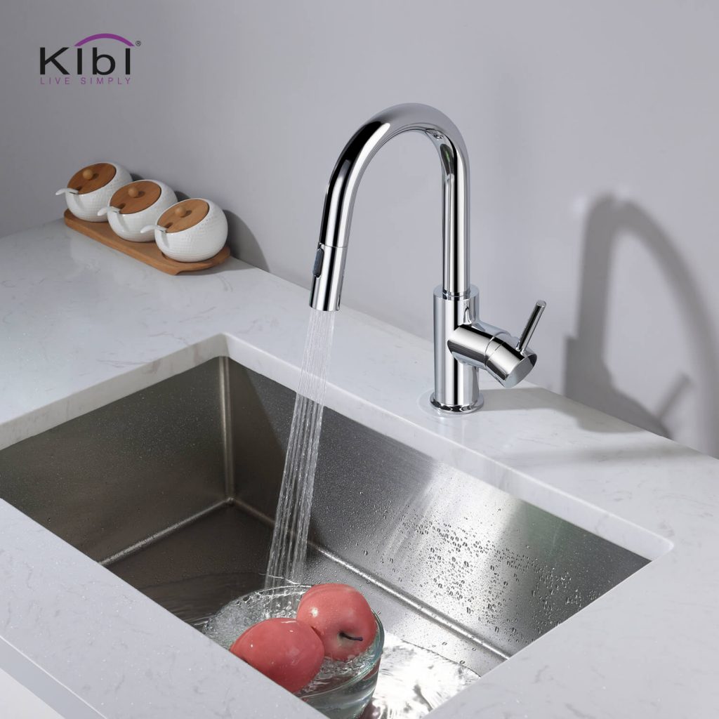 KIBI - Luxe Single Handle High Arc Pull Down Kitchen Faucet - KKF2011