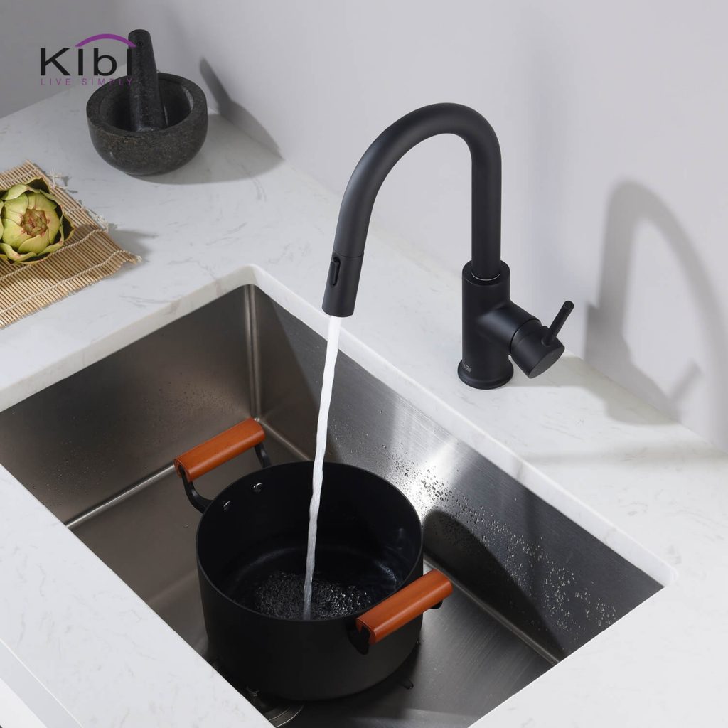 KIBI - Luxe Single Handle High Arc Pull Down Kitchen Faucet - KKF2011