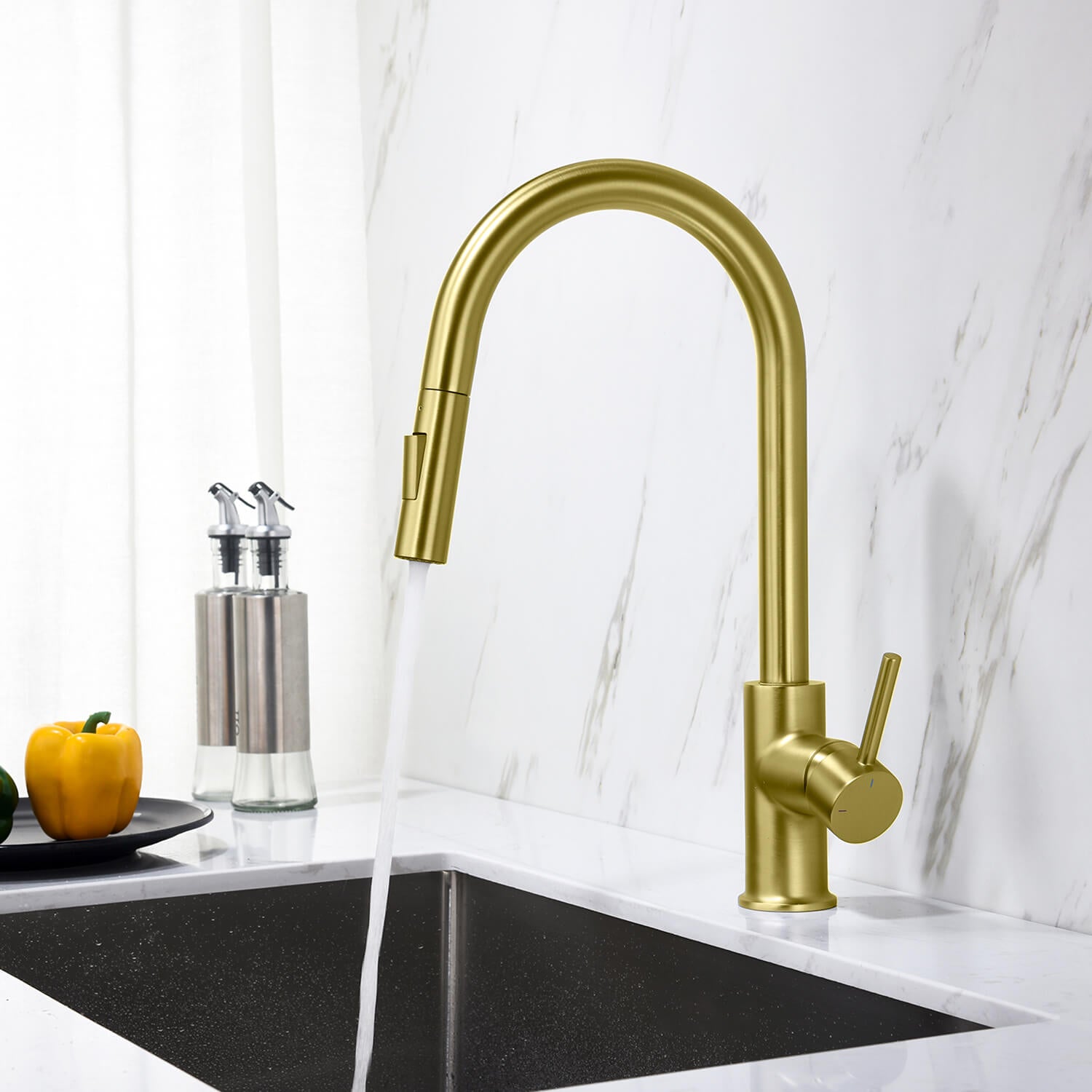 KIBI - Circular Single Handle Pull Down Kitchen Faucet – KKF2013