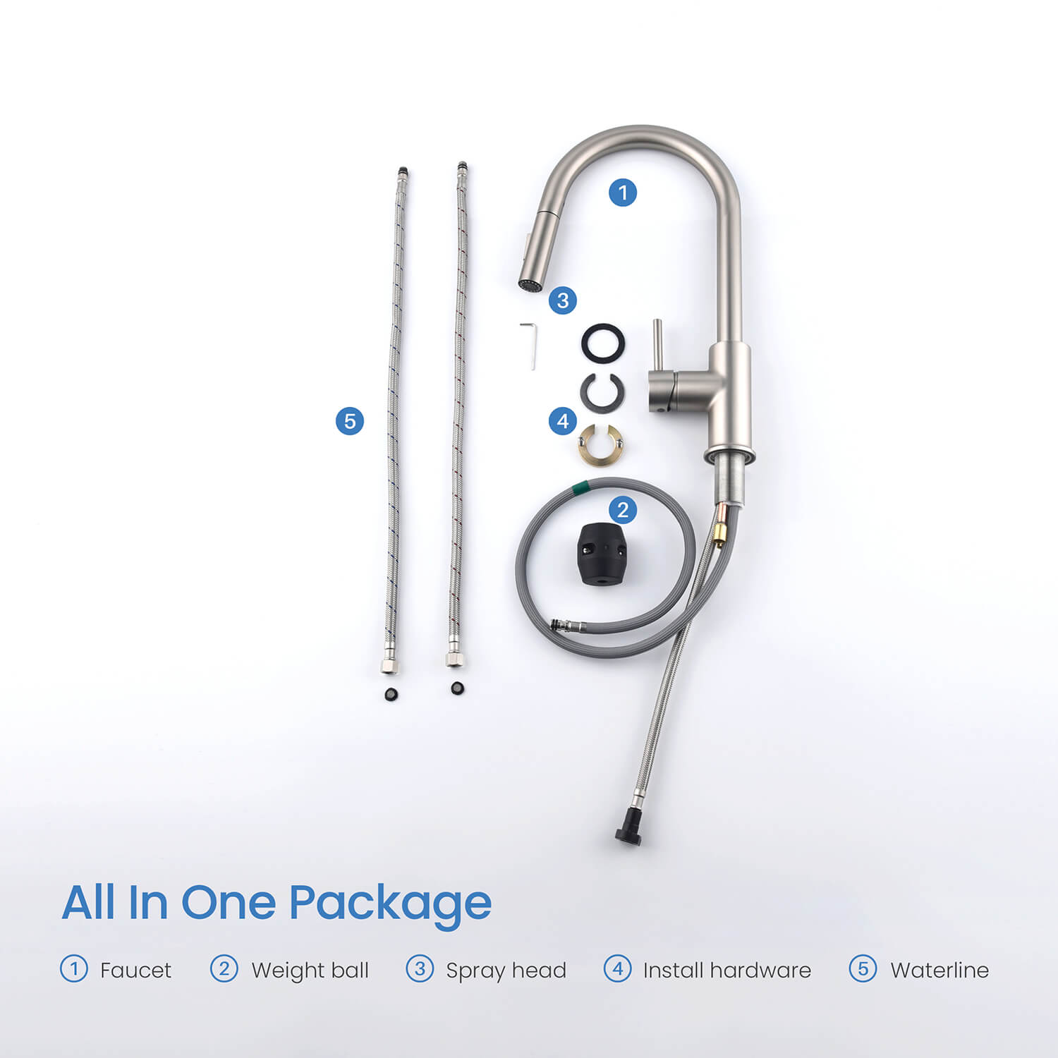 KIBI - Circular Single Handle Pull Down Kitchen Faucet – KKF2013