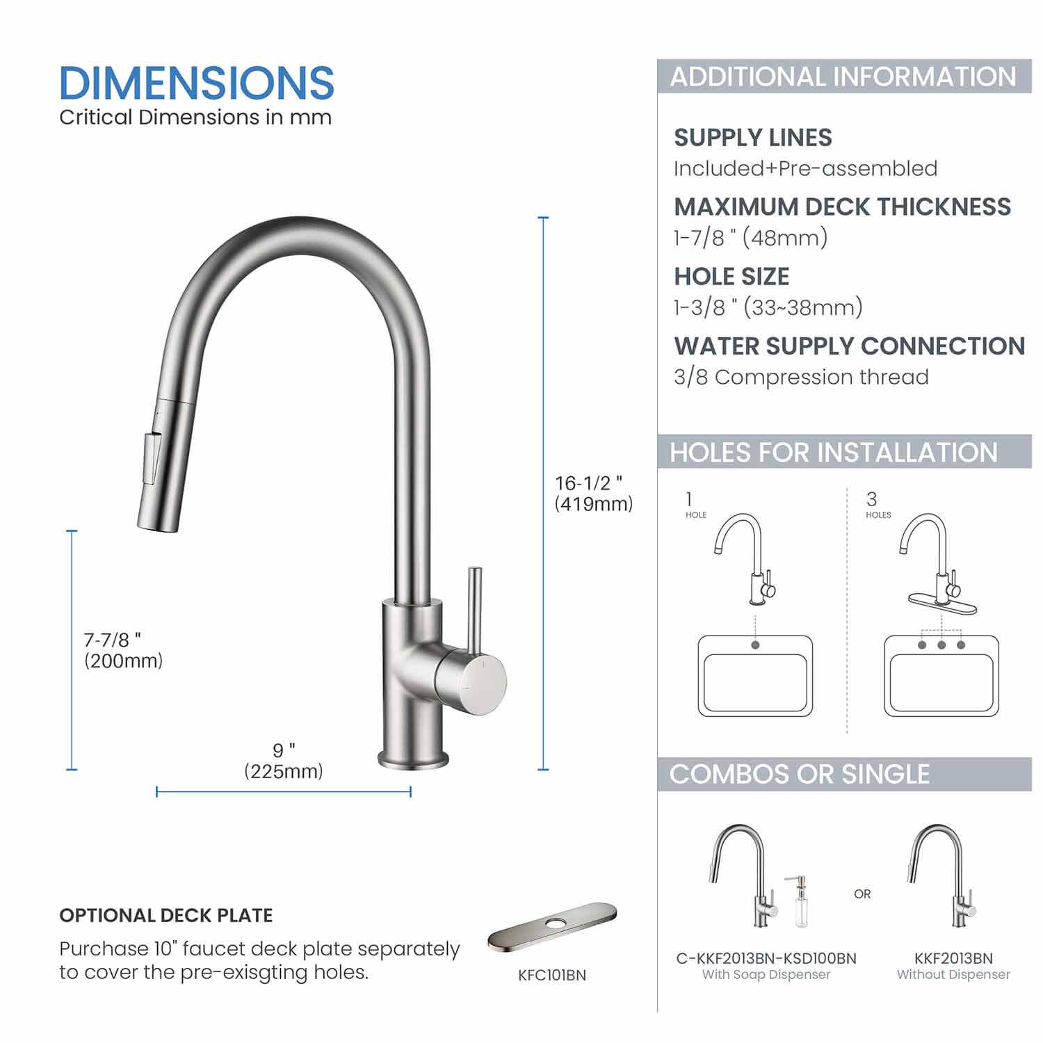 KIBI - Circular Single Handle Pull Down Kitchen Faucet – KKF2013
