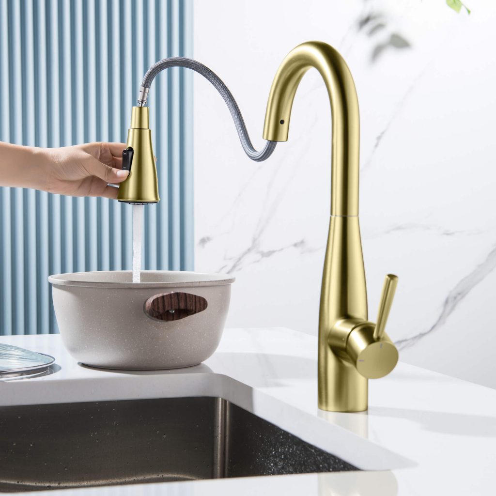 KIBI - Bari Single Handle Pull Down Kitchen & Bar Sink Faucet - KKF2015