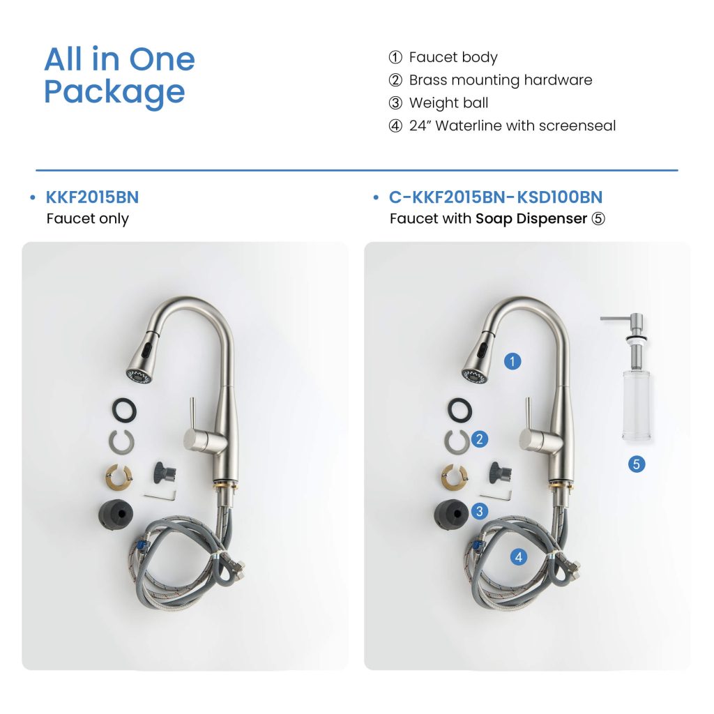 KIBI - Bari Single Handle Pull Down Kitchen & Bar Sink Faucet - KKF2015