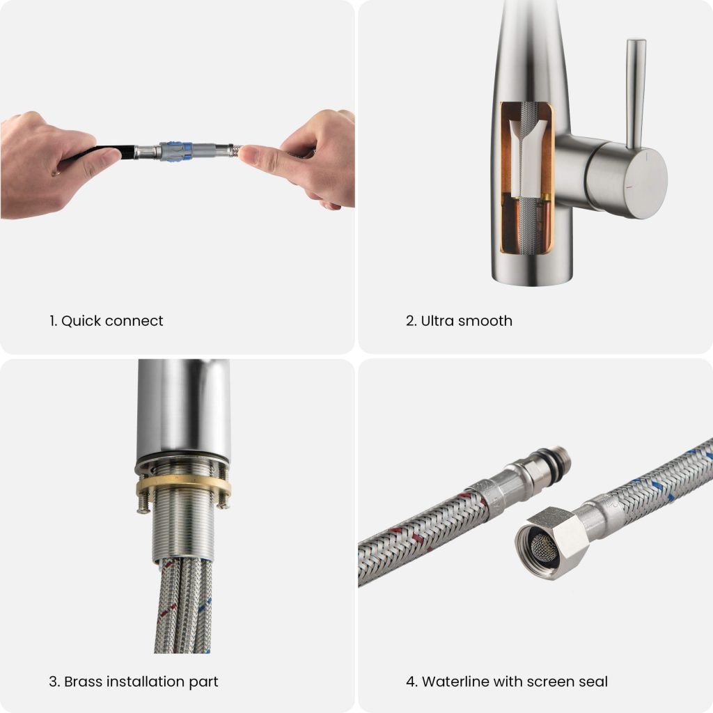 KIBI - Bari Single Handle Pull Down Kitchen & Bar Sink Faucet - KKF2015