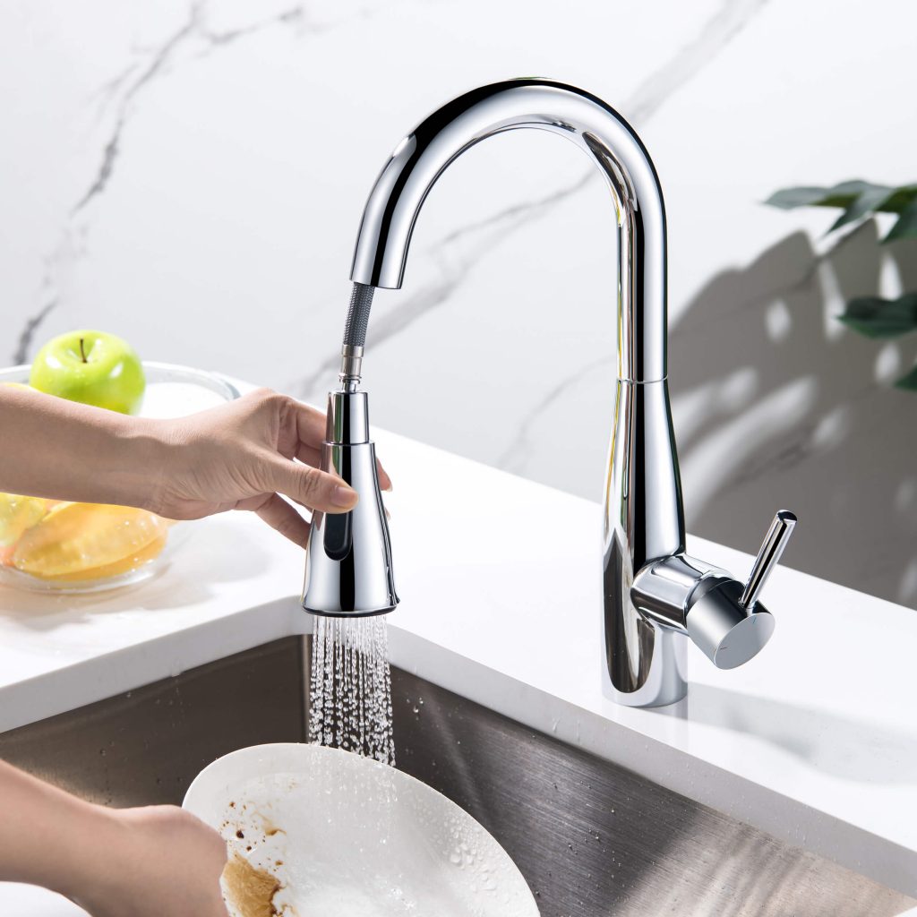 KIBI - Bari Single Handle Pull Down Kitchen & Bar Sink Faucet - KKF2015