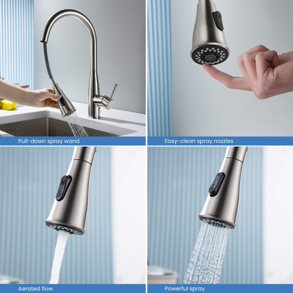 KIBI - Bari-T Single Handle Pull Down Kitchen Sink Faucet - KKF2016