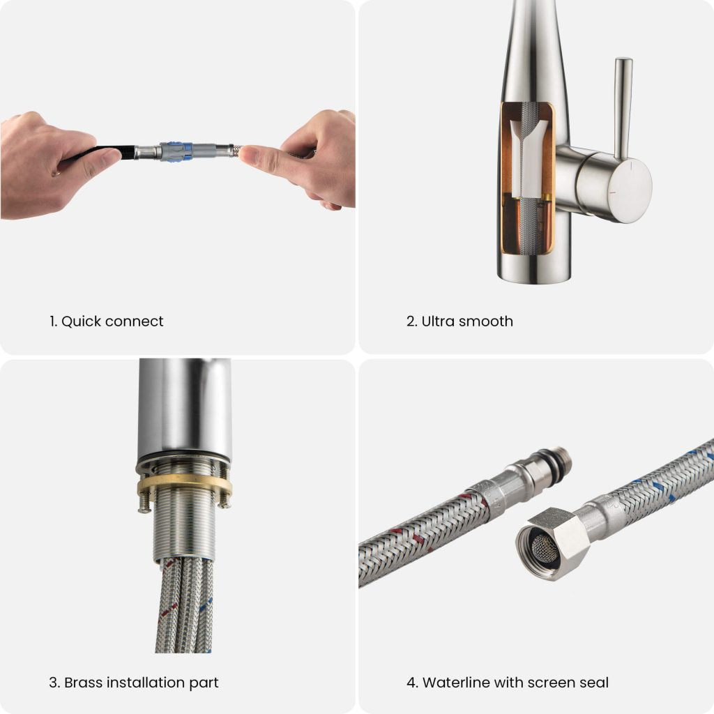 KIBI - Bari-T Single Handle Pull Down Kitchen Sink Faucet - KKF2016