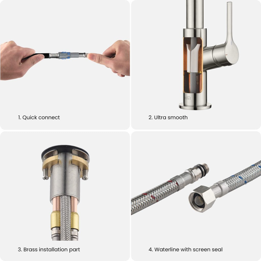 KIBI - Fusion Single Handle Pull Down Kitchen & Bar Sink Faucet - KKF2017