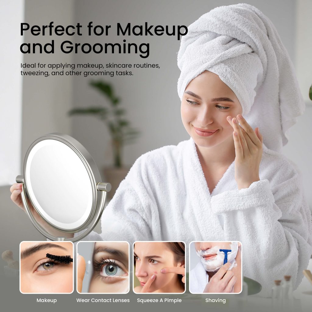 KIBI -  Circular LED Wall Mount Magnifying Make Up Mirror - KMM101