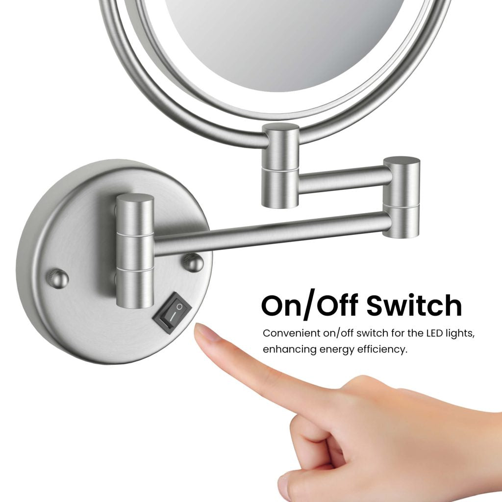 KIBI -  Circular LED Wall Mount Magnifying Make Up Mirror - KMM101