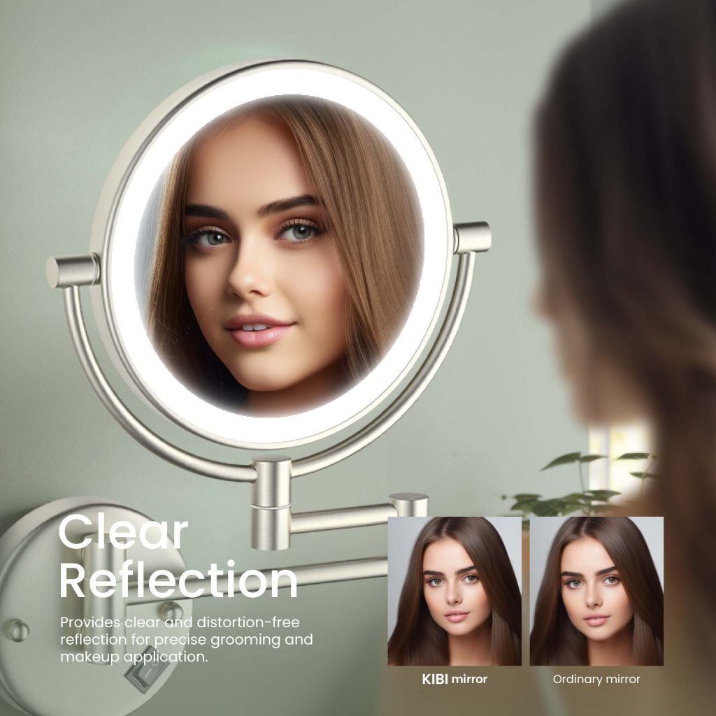 KIBI -  Circular LED Wall Mount Magnifying Make Up Mirror - KMM101