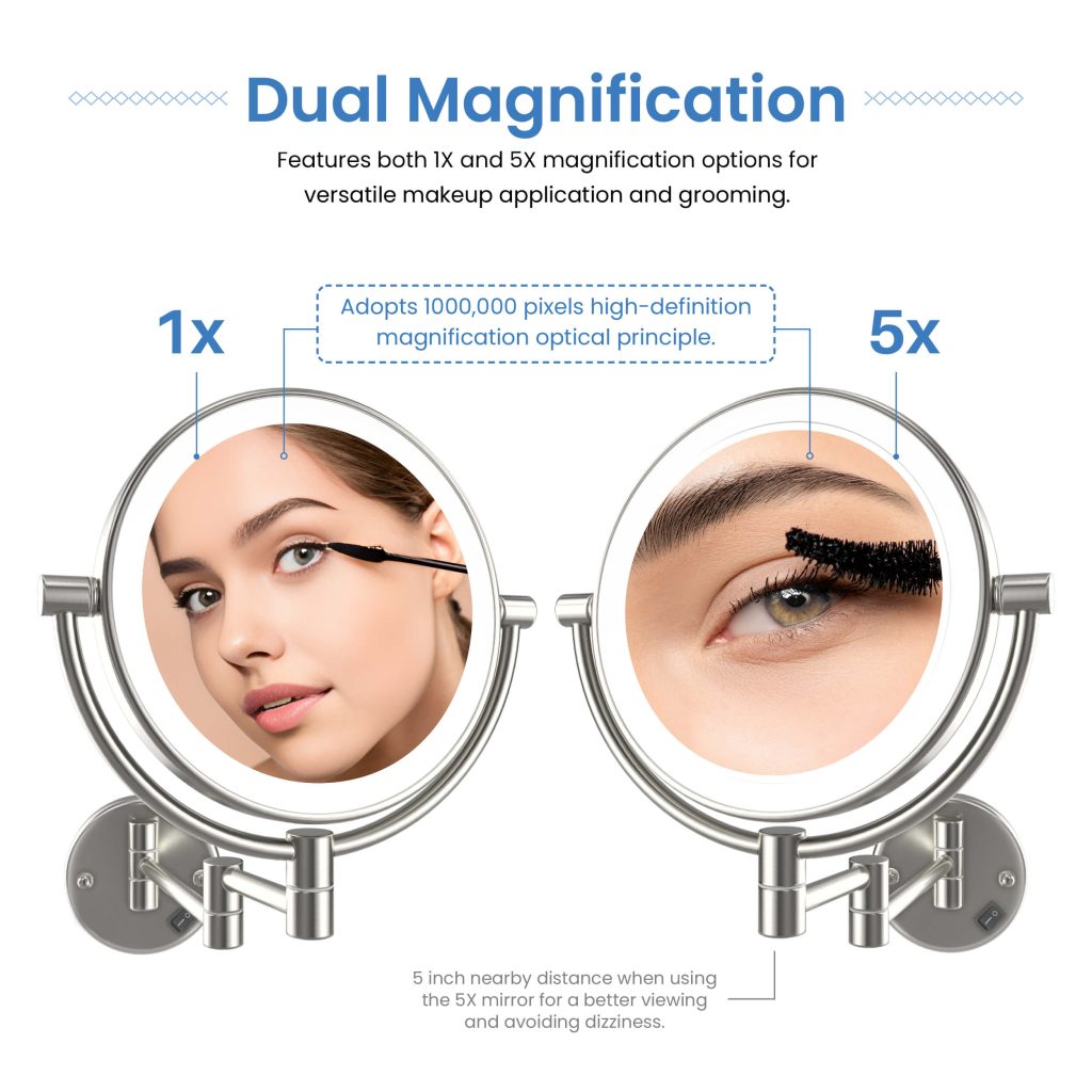 KIBI -  Circular LED Wall Mount Magnifying Make Up Mirror - KMM101