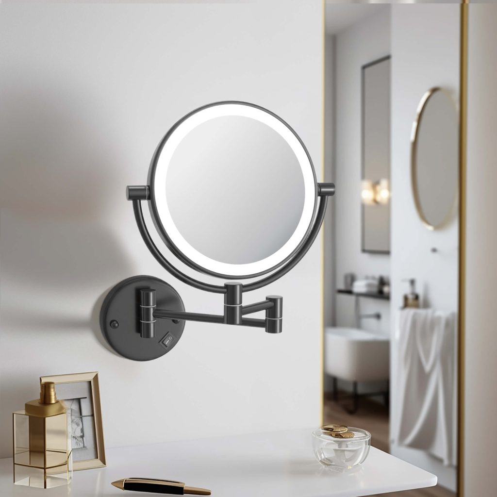 KIBI -  Circular LED Wall Mount Magnifying Make Up Mirror - KMM101