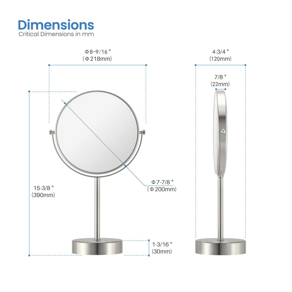 KIBI - Circular Free Standing Magnifying Make Up Mirror - KMM103