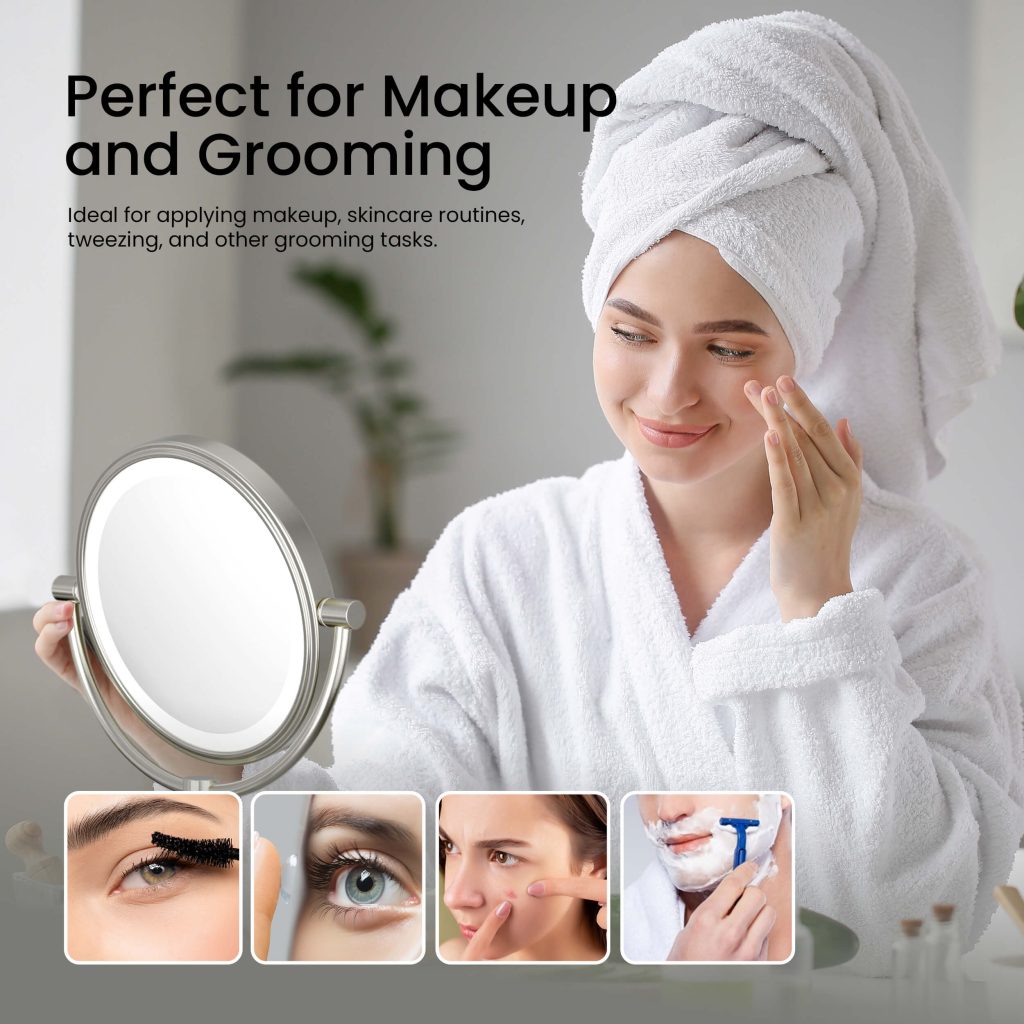 KIBI - Circular LED Free Standing Magnifying Make Up Mirror - KMM104