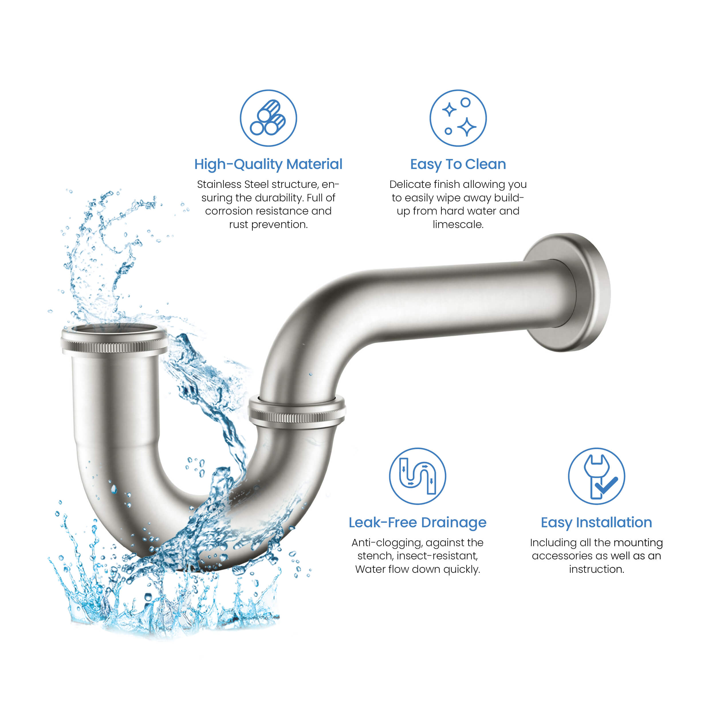 KIBI Bathroom Sink Decorative P-Trap - KPT101