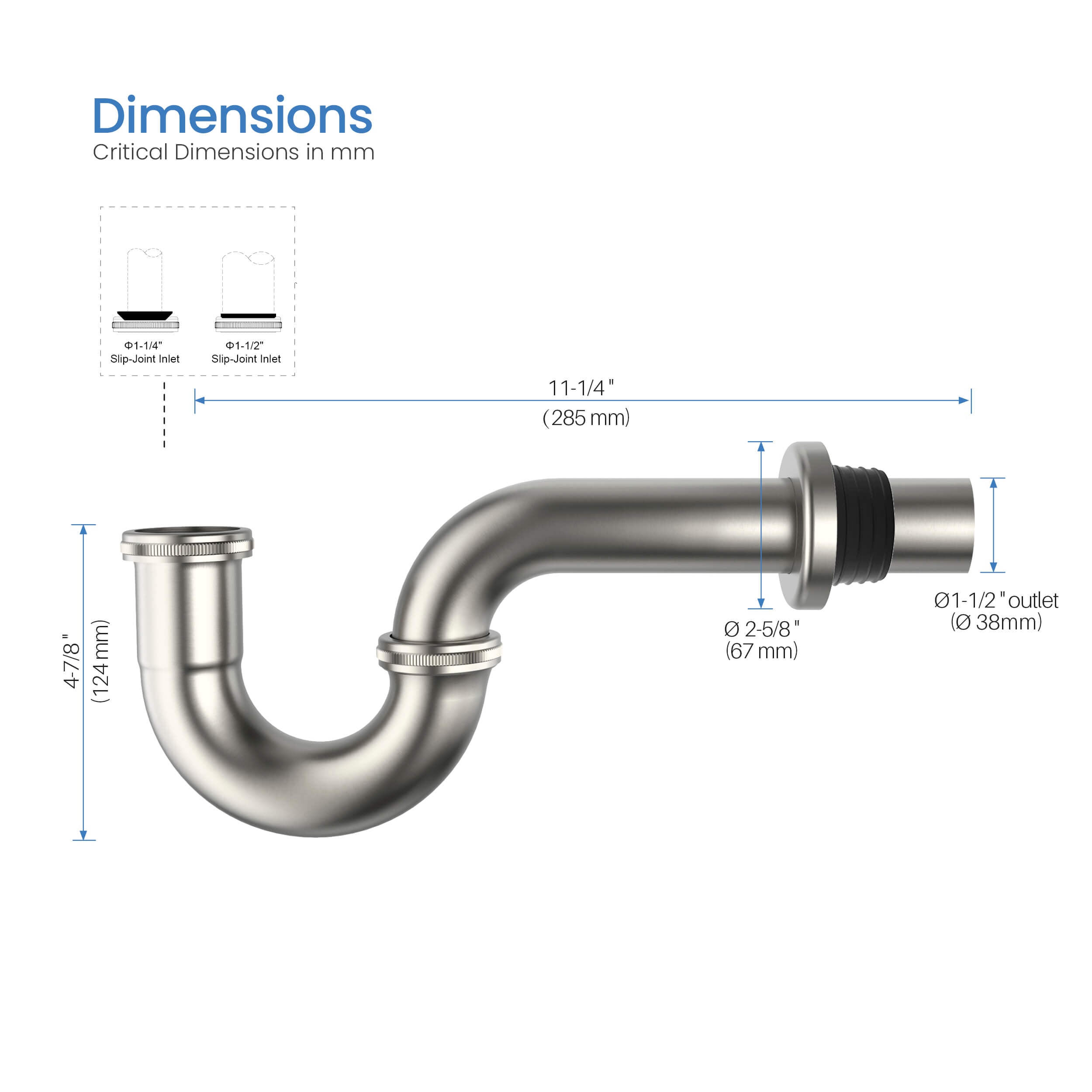 KIBI Bathroom Sink Decorative P-Trap - KPT101