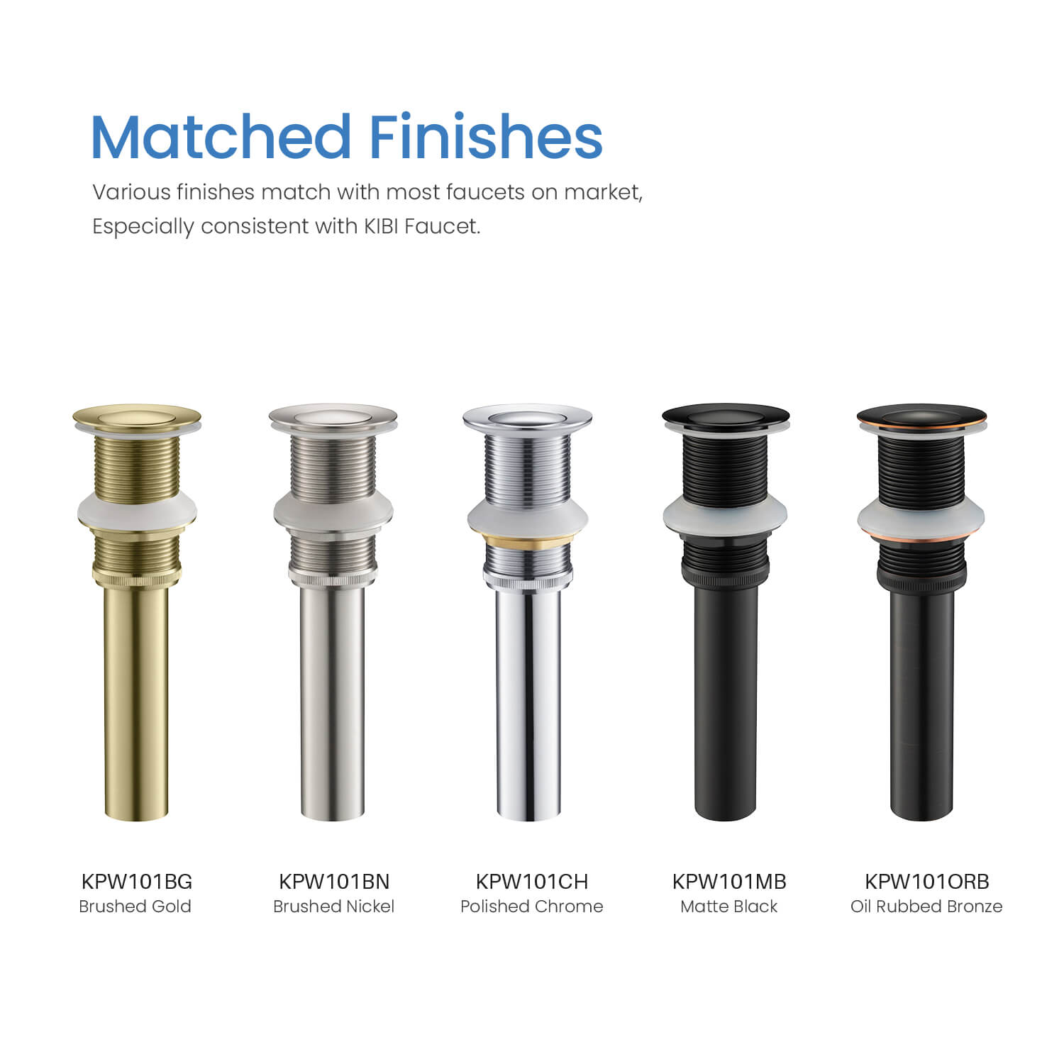 KIBI Bathroom Sink Pop Up Drain Stopper Small Cover without Overflow – KPW101