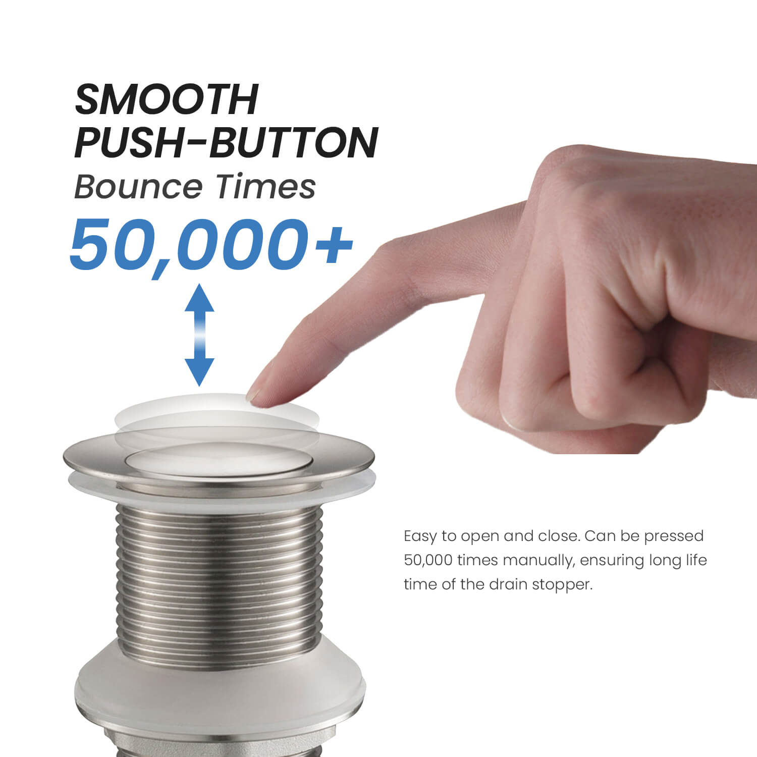 KIBI Bathroom Sink Pop Up Drain Stopper Small Cover without Overflow – KPW101