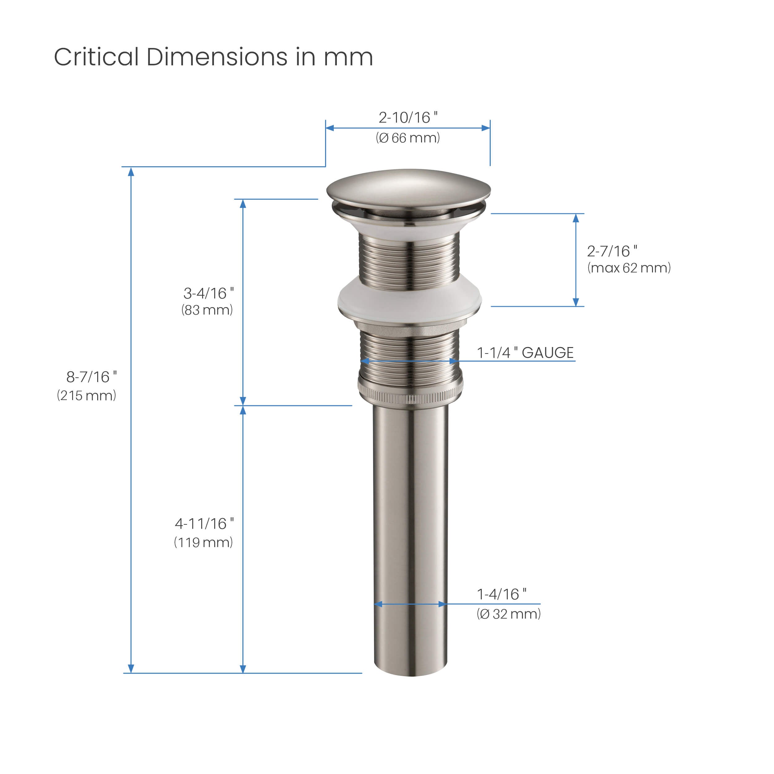 KIBI Bathroom Sink Pop Up Drain Stopper Full Cover without Overflow – KPW103