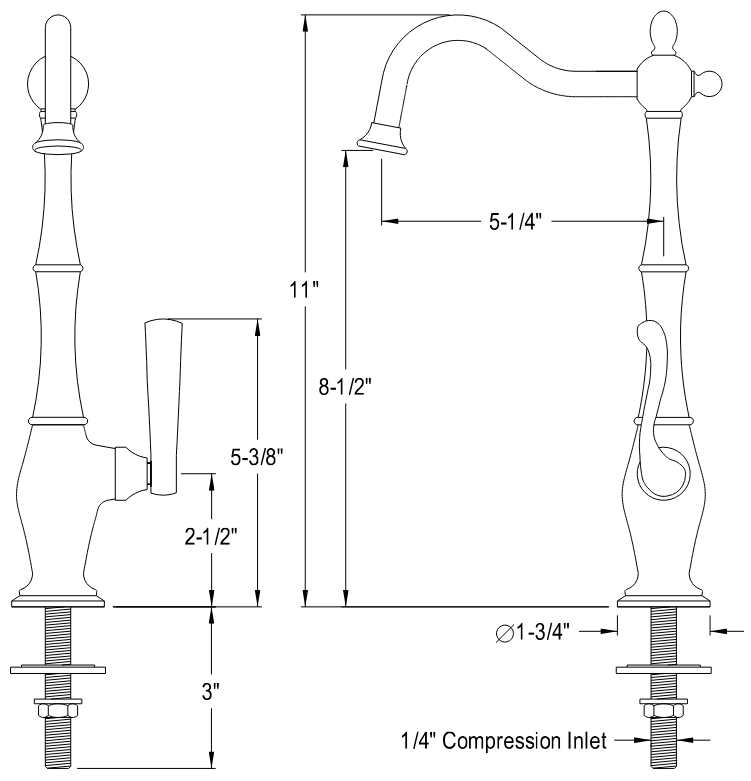 Kingston - Filtration Faucets - Royale KS119FL Single-Handle 1-Hole Deck Mount Water Filtration Faucet