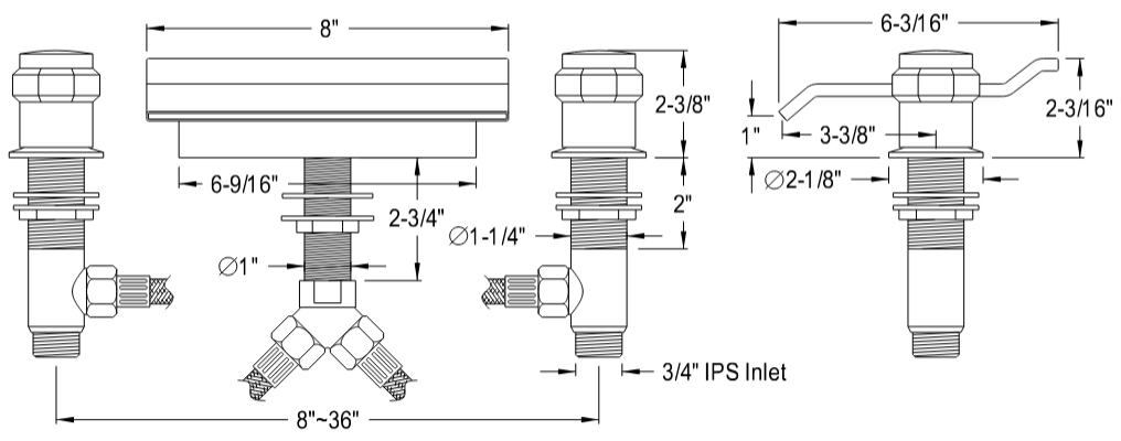 Kingston - Tub Faucets - Milano KS224AR Two-Handle 3-Hole Deck Mount Roman Tub Faucet