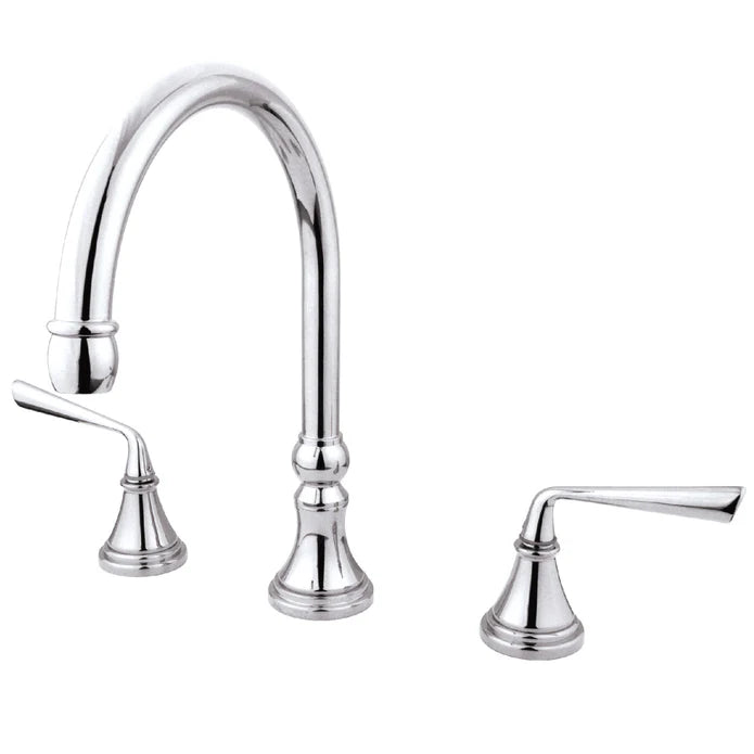Kingston - Tub Faucets - Silver Sage KS234ZL Two-Handle 3-Hole Deck Mount Roman Tub Faucet