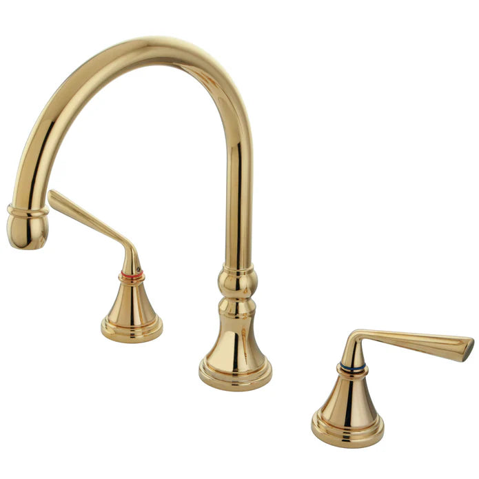 Kingston - Tub Faucets - Silver Sage KS234ZL Two-Handle 3-Hole Deck Mount Roman Tub Faucet