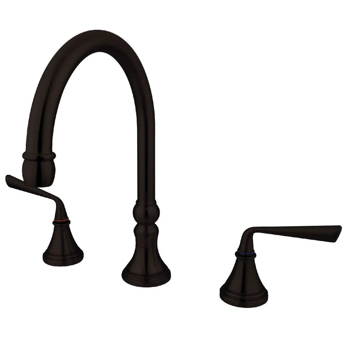 Kingston - Tub Faucets - Silver Sage KS234ZL Two-Handle 3-Hole Deck Mount Roman Tub Faucet
