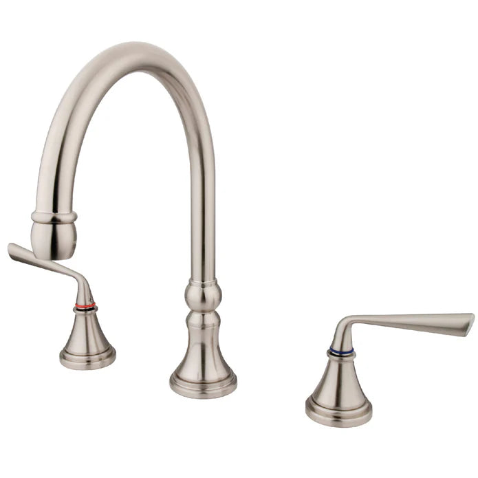 Kingston - Tub Faucets - Silver Sage KS234ZL Two-Handle 3-Hole Deck Mount Roman Tub Faucet