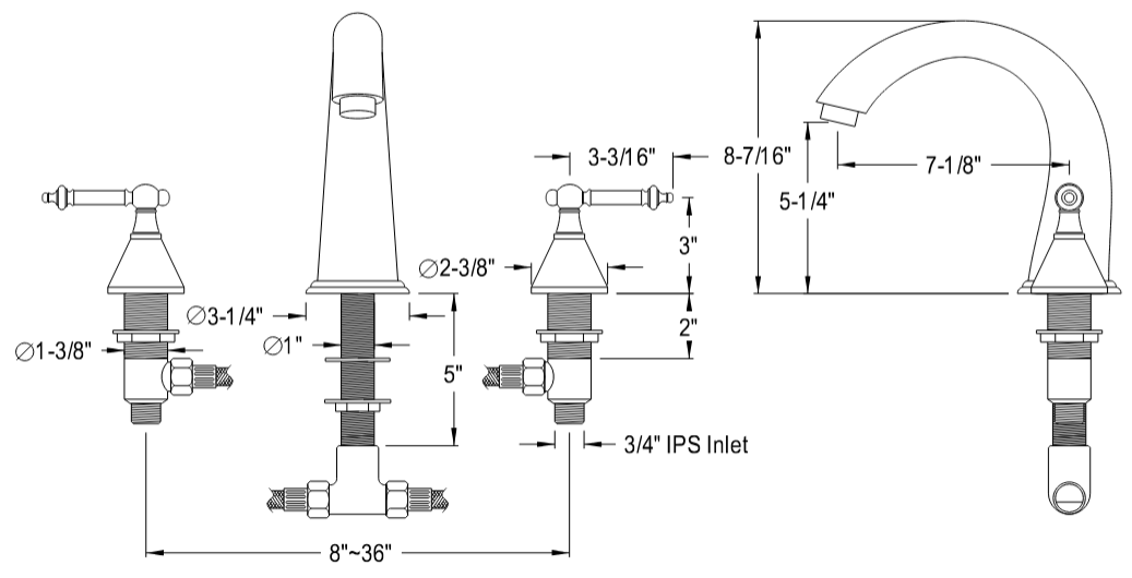 Kingston - Tub Faucets - Roman KS236TL Two-Handle 3-Hole Deck Mount Roman Tub Faucet