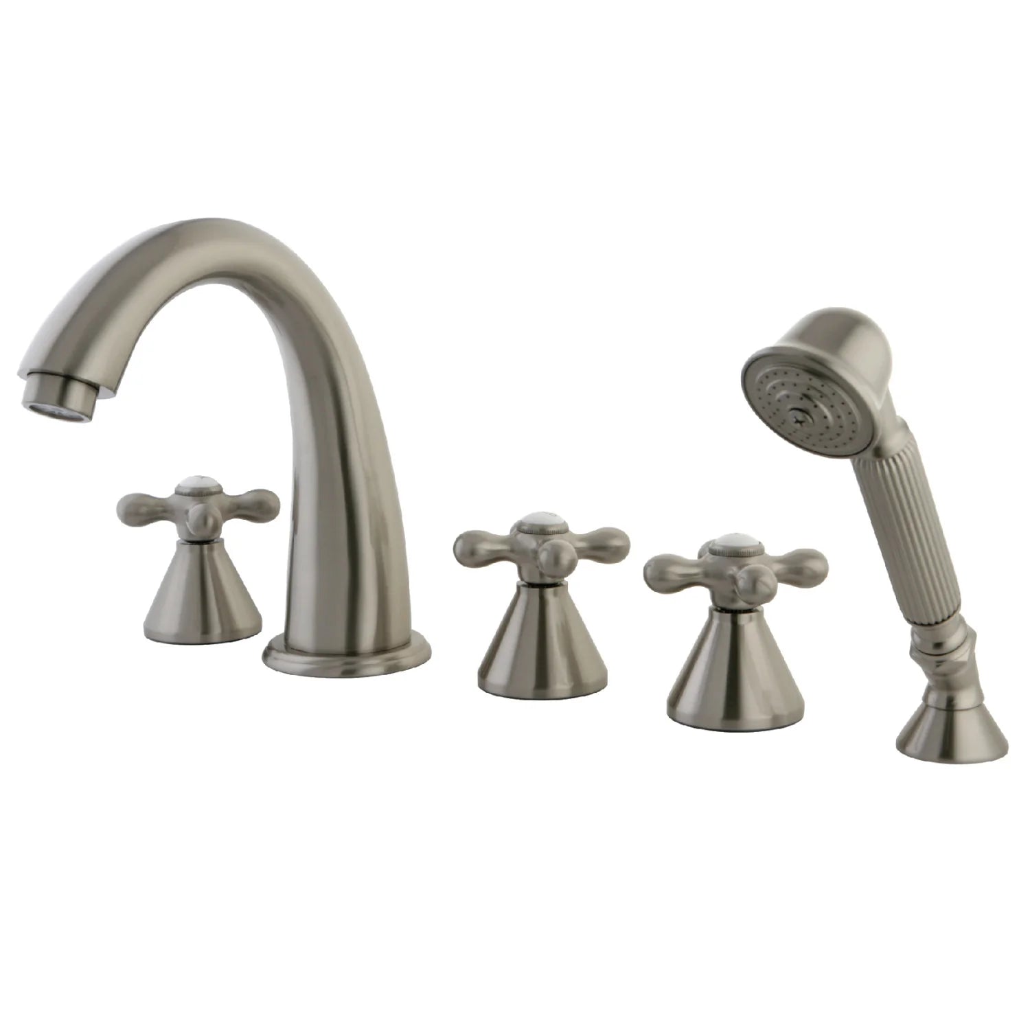 Kingston - Tub Faucets - Roman KS2365AX Three-Handle 5-Hole Deck Mount Roman Tub Faucet with Hand Shower