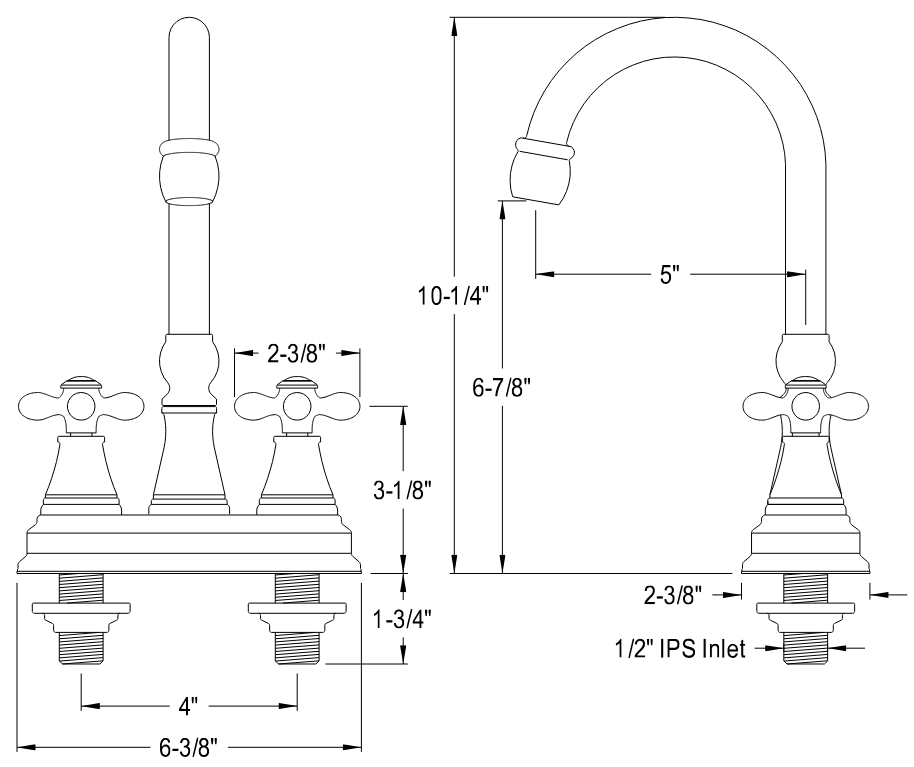 Kingston - Bar Faucets - Victorian KS249AX Two-Handle 2-Hole Deck Mount Bar Faucet