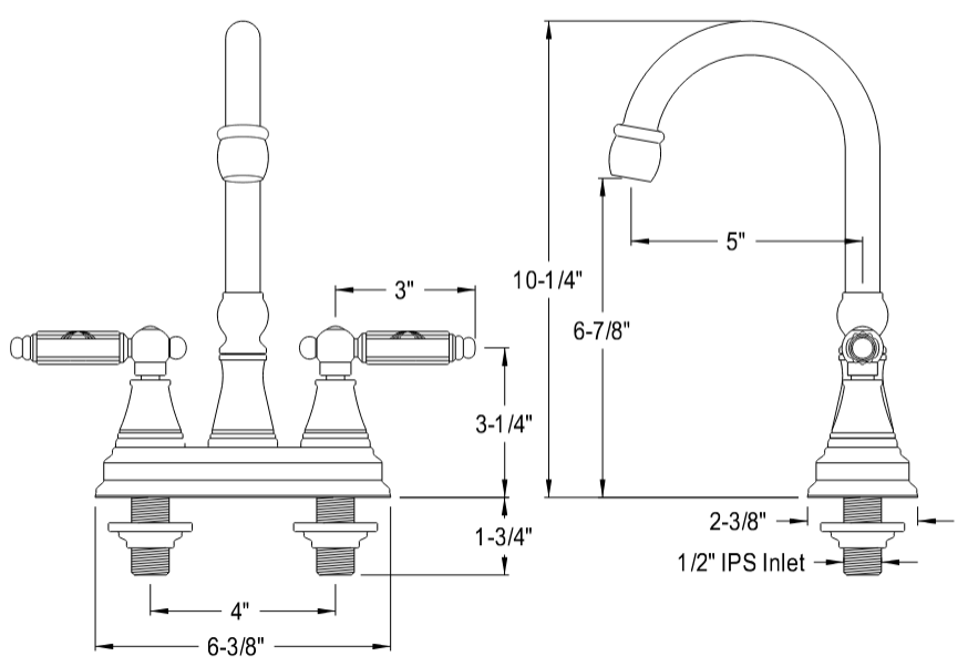 Kingston - Bar Faucets - Georgian KS2492GL Two-Handle 2-Hole Deck Mount Bar Faucet